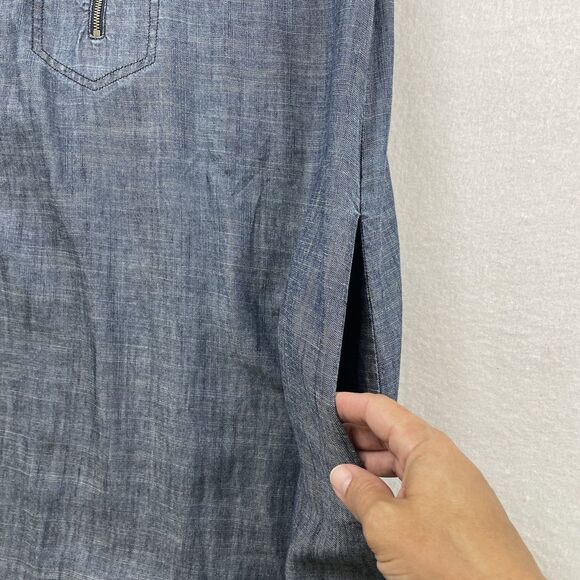 Trina Turk Darya Long Sleeve Chambray Dress Linen Blend-M - Picture 14 of 16